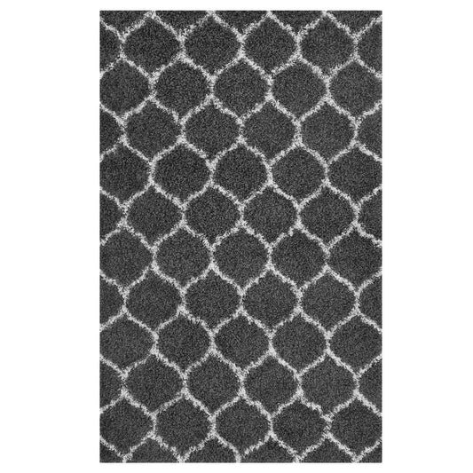 Modway Outlet Solvea Moroccan Trellis 5x8 Shag Area Rug by Modway  Living Room Rugs Dark Gray and Ivory - R-1143D-58