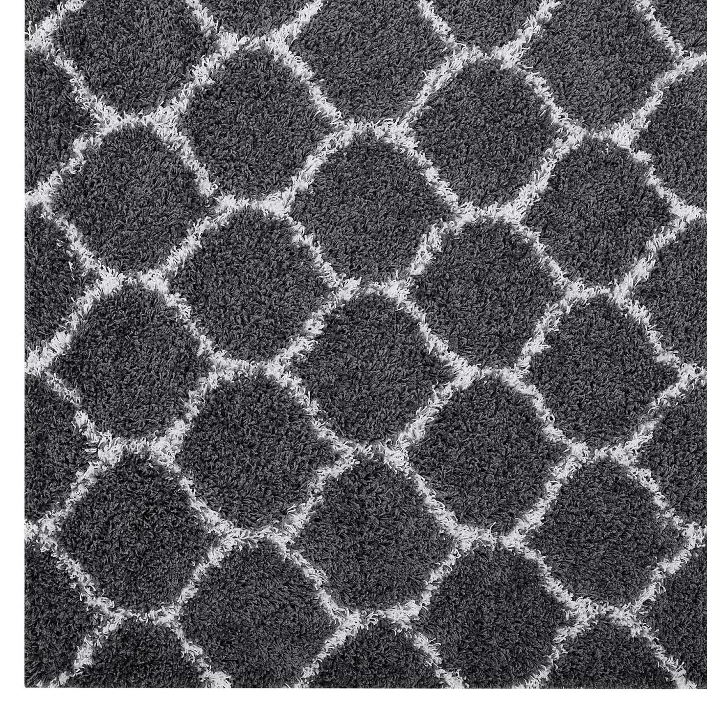 Modway Outlet Solvea Moroccan Trellis 5x8 Shag Area Rug by Modway  Living Room Rugs Dark Gray and Ivory - R-1143D-58