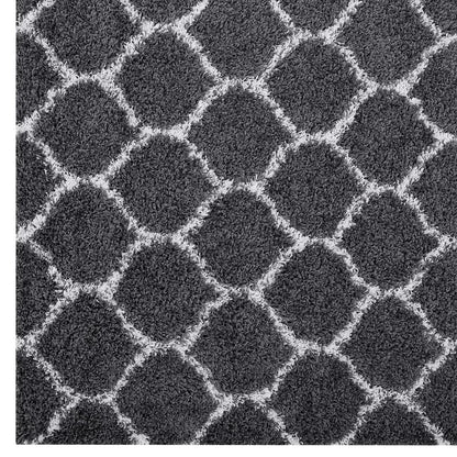Modway Outlet Solvea Moroccan Trellis 5x8 Shag Area Rug by Modway  Living Room Rugs Dark Gray and Ivory - R-1143D-58