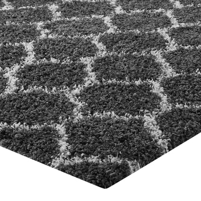Modway Outlet Solvea Moroccan Trellis 5x8 Shag Area Rug by Modway  Living Room Rugs Dark Gray and Ivory - R-1143D-58