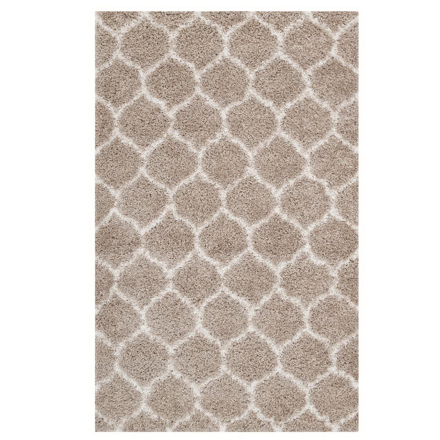 Modway Outlet Solvea Moroccan Trellis 5x8 Shag Area Rug by Modway  Living Room Rugs Beige and Ivory - R-1143F-58