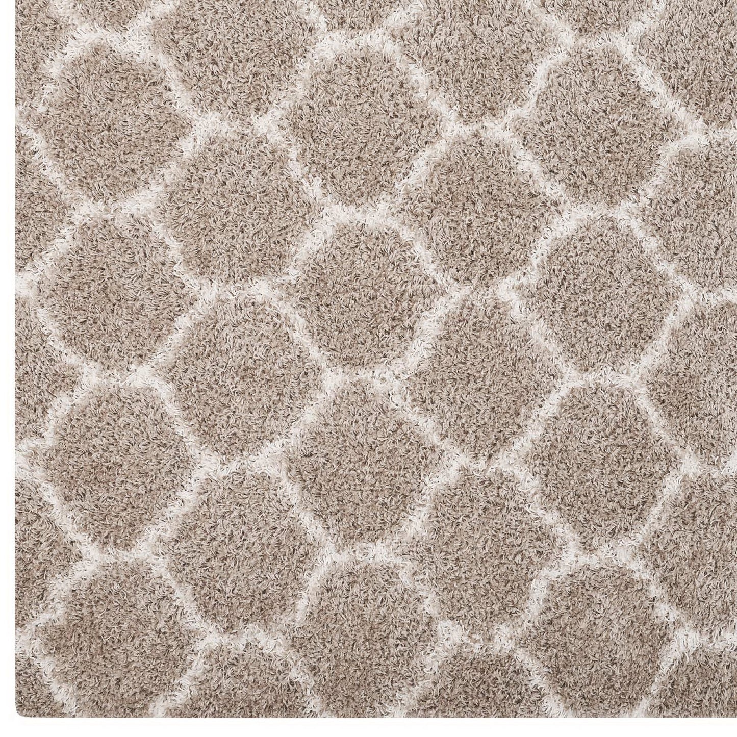 Modway Outlet Solvea Moroccan Trellis 5x8 Shag Area Rug by Modway  Living Room Rugs Beige and Ivory - R-1143F-58