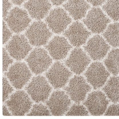 Modway Outlet Solvea Moroccan Trellis 5x8 Shag Area Rug by Modway  Living Room Rugs Beige and Ivory - R-1143F-58