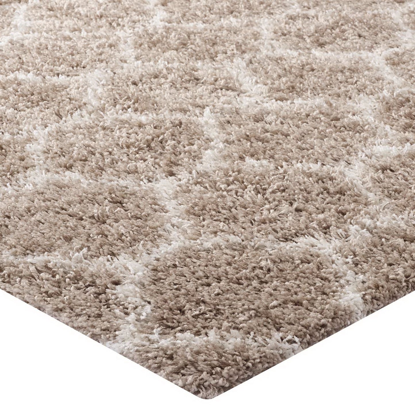 Modway Outlet Solvea Moroccan Trellis 5x8 Shag Area Rug by Modway  Living Room Rugs Beige and Ivory - R-1143F-58