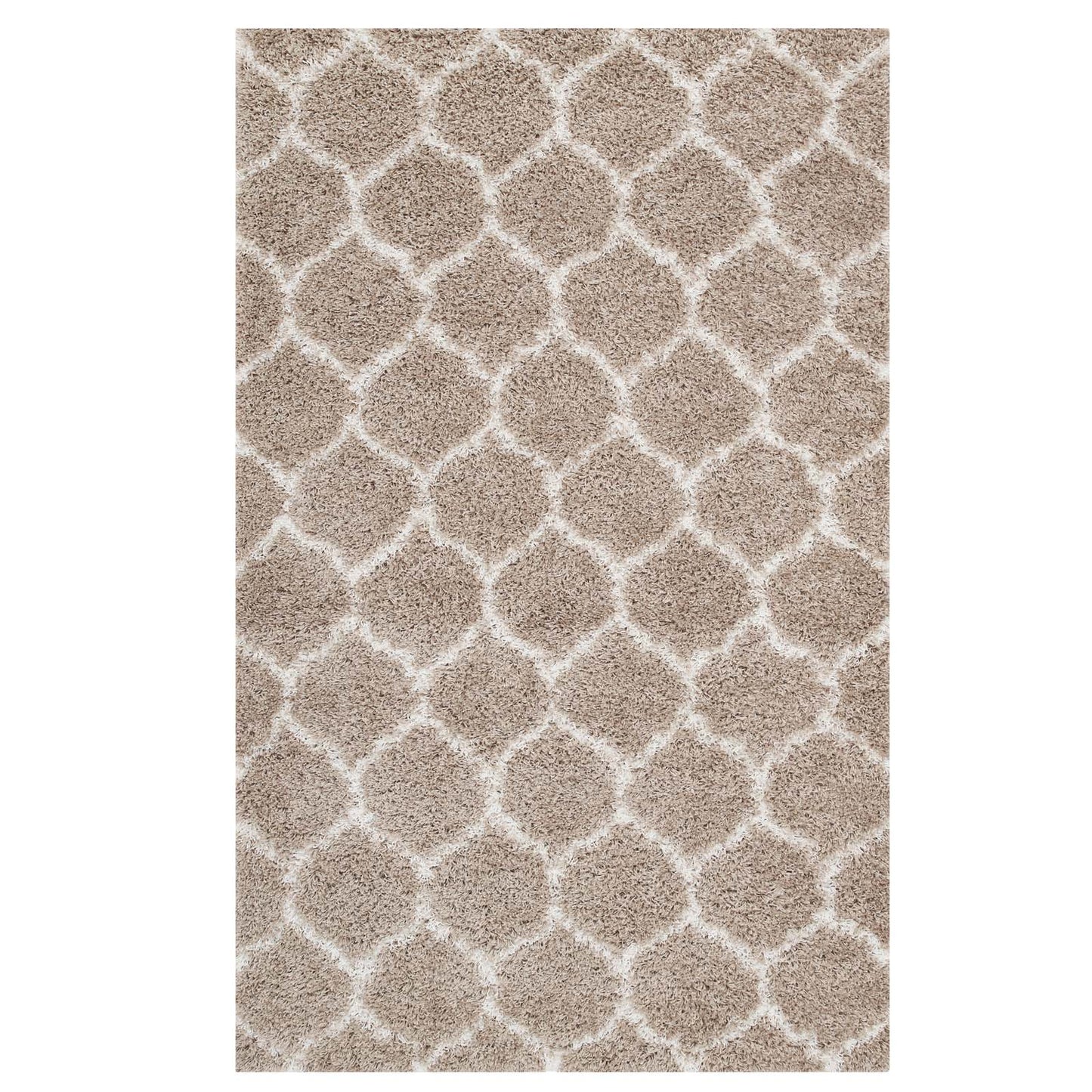 Modway Outlet Solvea Moroccan Trellis 8x10 Shag Area Rug by Modway  Living Room Rugs Beige and Ivory - R-1143F-810