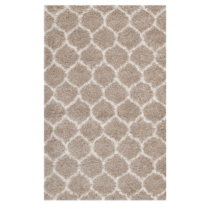 Modway Outlet Solvea Moroccan Trellis 8x10 Shag Area Rug by Modway  Living Room Rugs Beige and Ivory - R-1143F-810