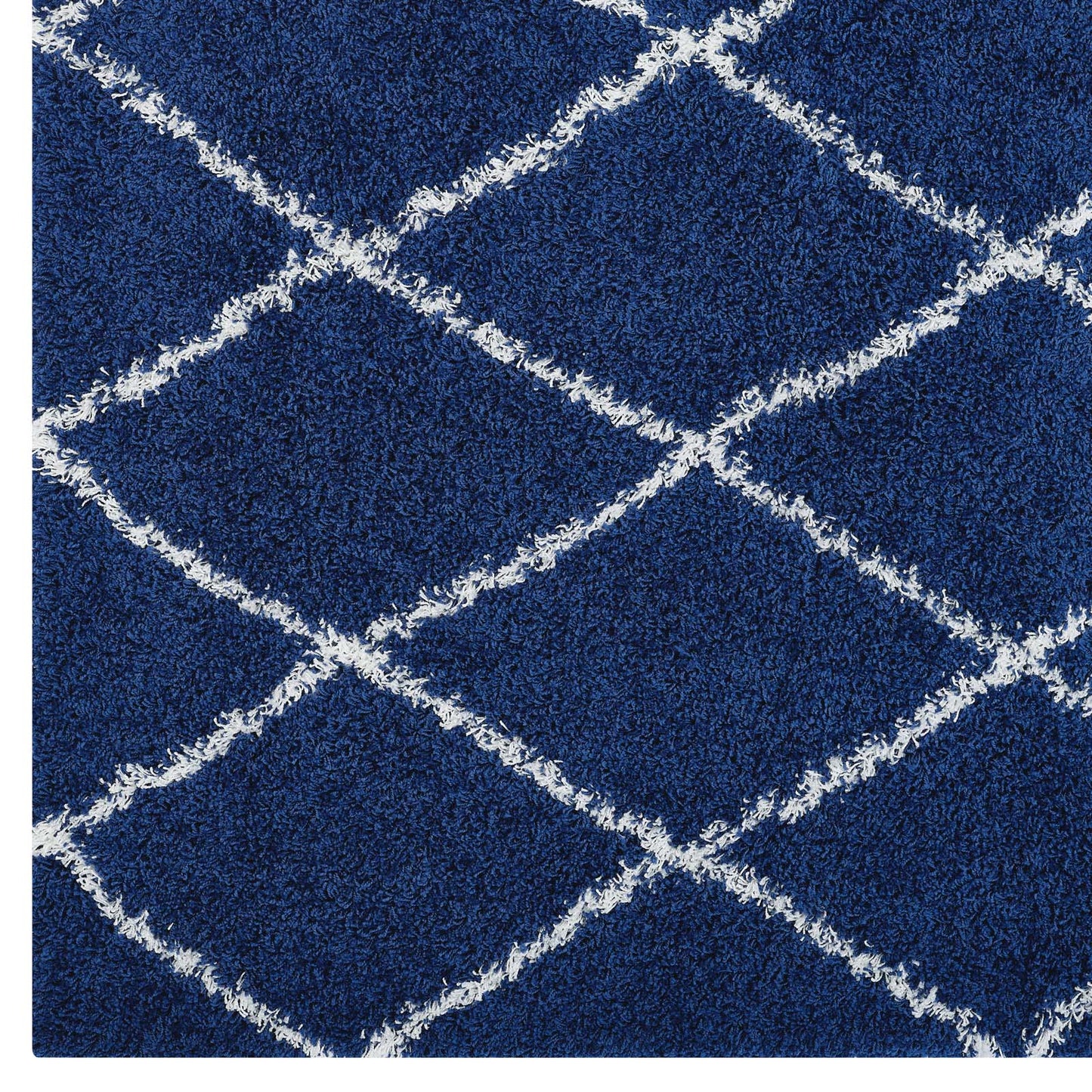 Modway Outlet Toryn Diamond Lattice 5x8 Shag Area Rug by Modway  Living Room Rugs Navy and Ivory - R-1144A-58