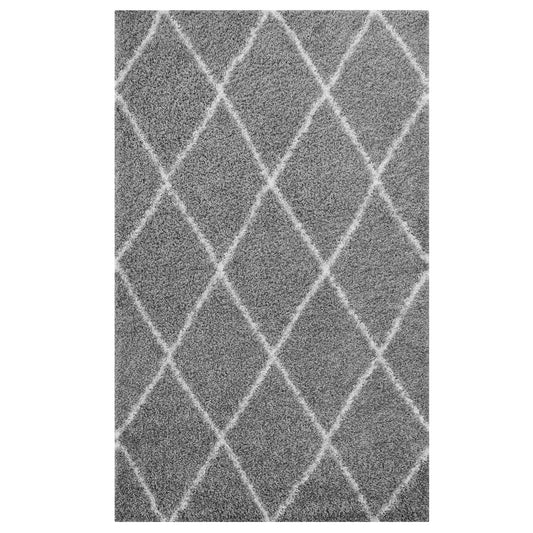 Modway Outlet Toryn Diamond Lattice 5x8 Shag Area Rug by Modway  Living Room Rugs Gray and Ivory - R-1144B-58