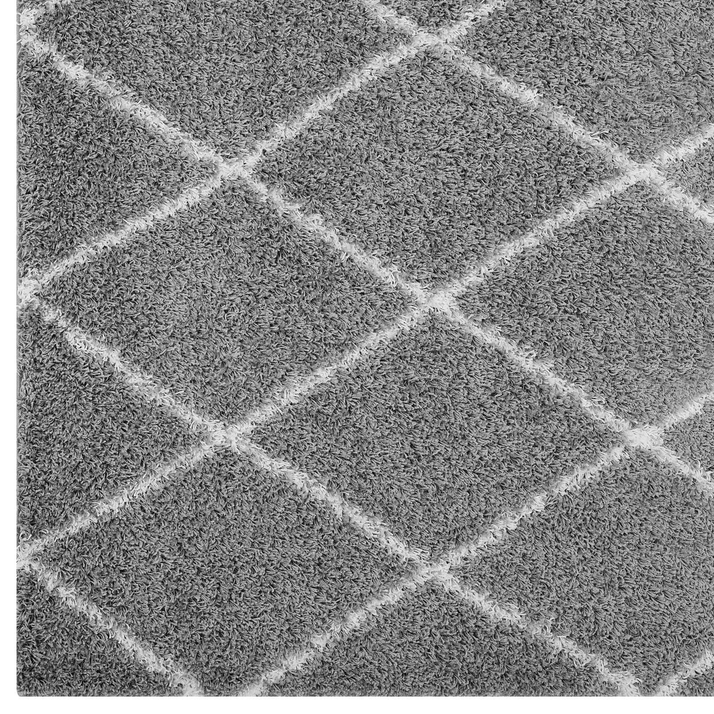 Modway Outlet Toryn Diamond Lattice 5x8 Shag Area Rug by Modway  Living Room Rugs Gray and Ivory - R-1144B-58