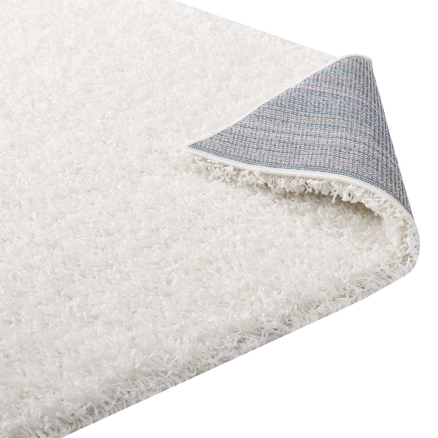 Modway Outlet Enyssa Solid 5x8 Shag Area Rug by Modway  Living Room Rugs Ivory White - R-1145C-58