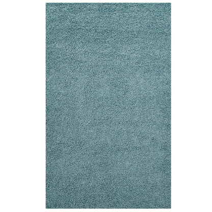 Modway Outlet Enyssa Solid 8x10 Shag Area Rug by Modway  Living Room Rugs Aqua Blue and Ivory - R-1145E-810