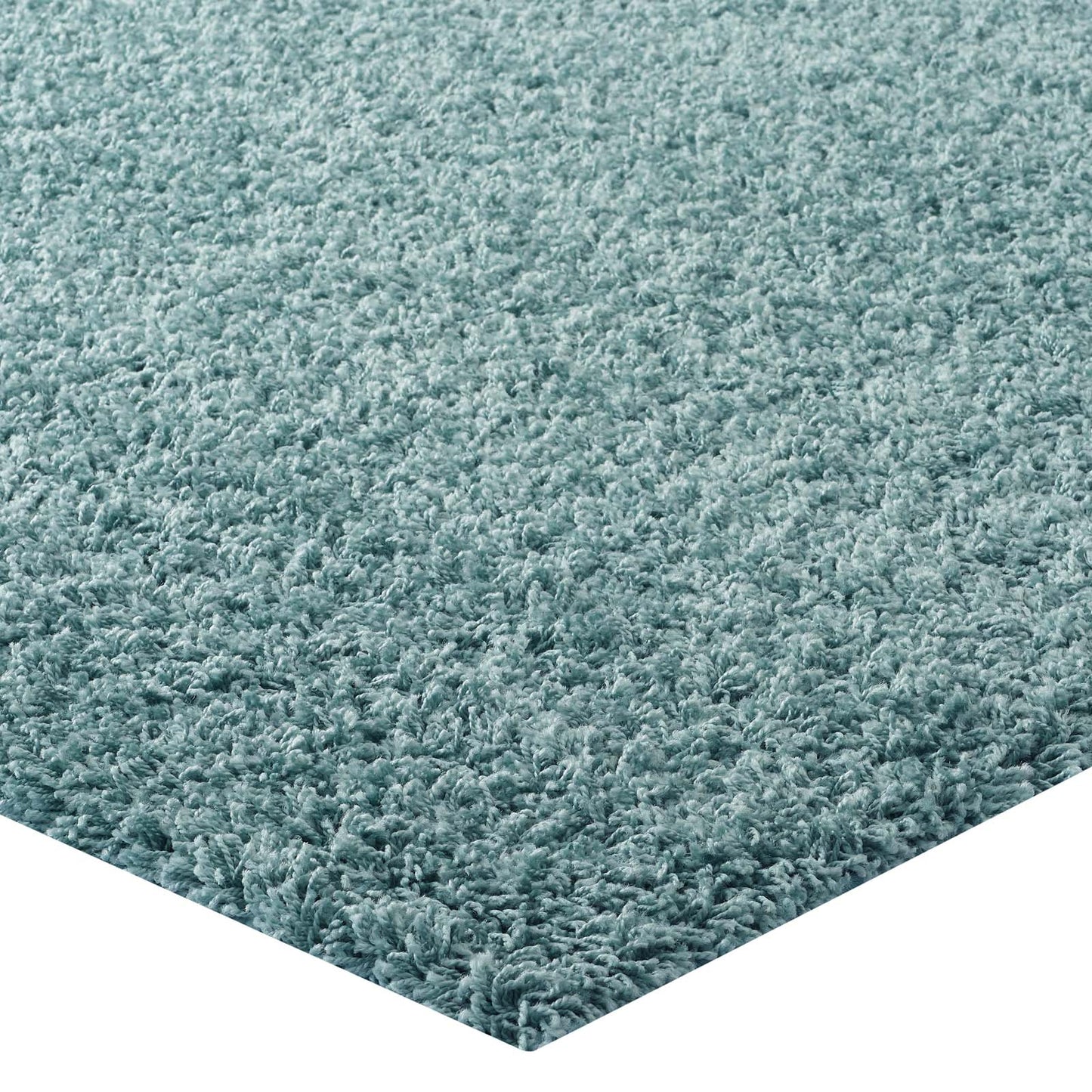 Modway Outlet Enyssa Solid 8x10 Shag Area Rug by Modway  Living Room Rugs Aqua Blue and Ivory - R-1145E-810