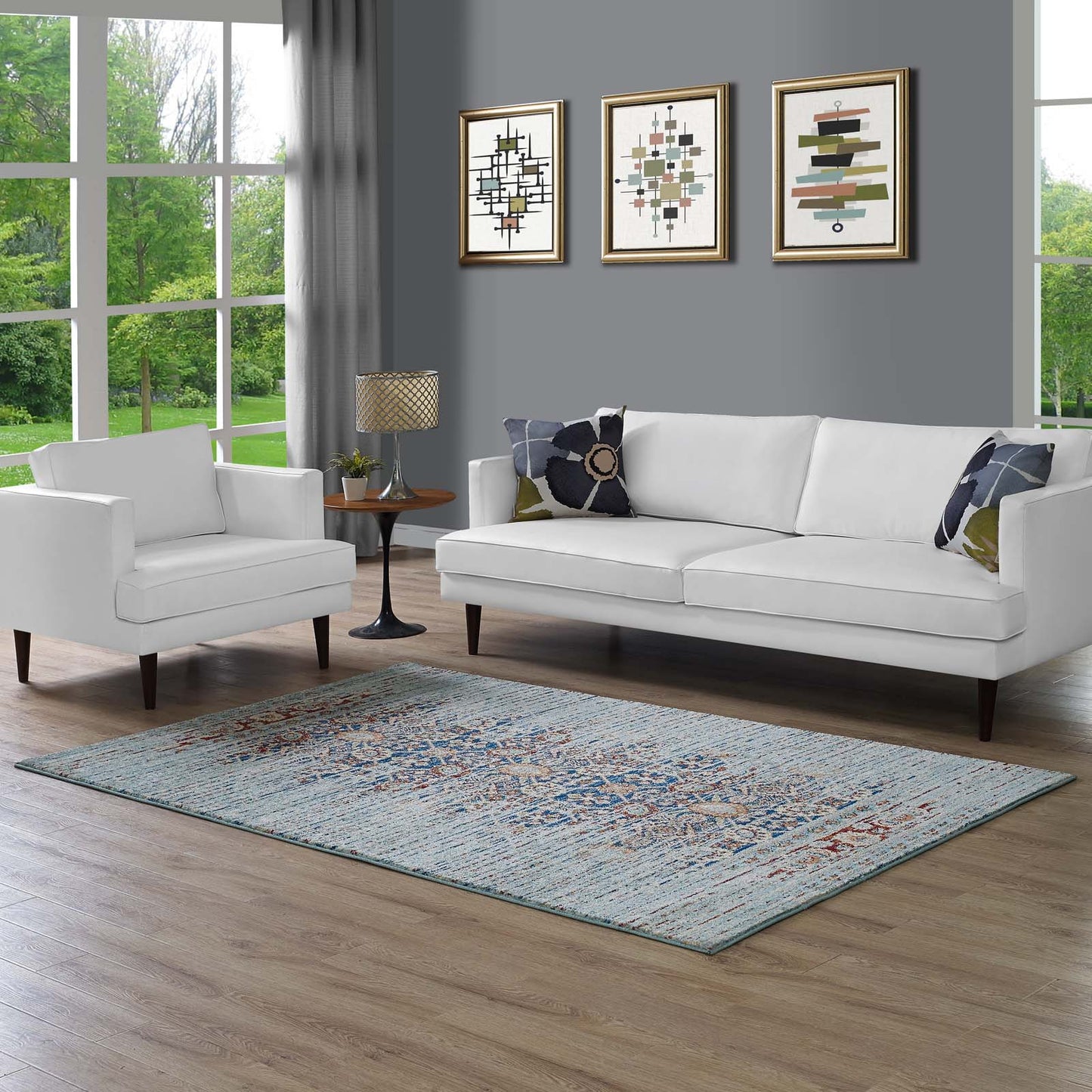 Modway Outlet Naria Distressed Vintage Medallion 5x8 Area Rug by Modway  Living Room Rugs Multicolored - R-1146A-58