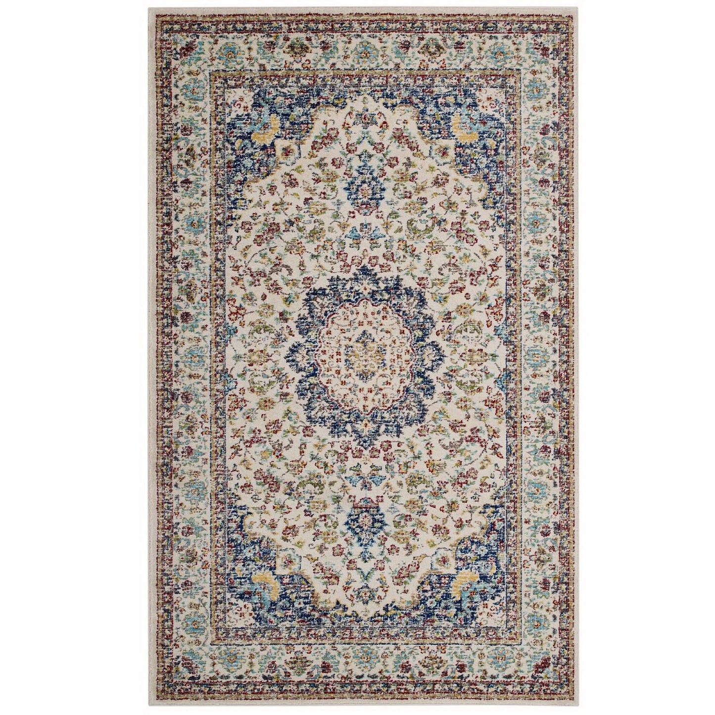 Modway Outlet Meryam Distressed Vintage Medallion 5x8 Area Rug by Modway  Living Room Rugs Multicolored - R-1147A-58