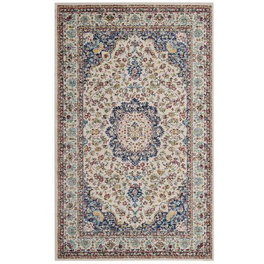 Modway Outlet Meryam Distressed Vintage Medallion 5x8 Area Rug by Modway  Living Room Rugs Multicolored - R-1147A-58