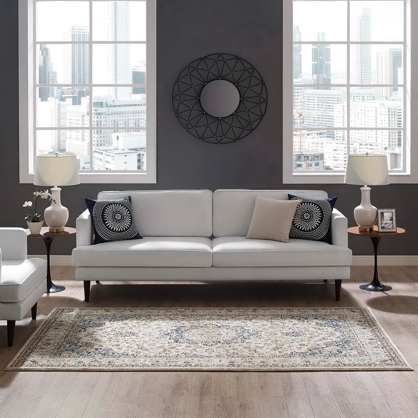 Modway Outlet Meryam Distressed Vintage Medallion 5x8 Area Rug by Modway  Living Room Rugs Multicolored - R-1147A-58