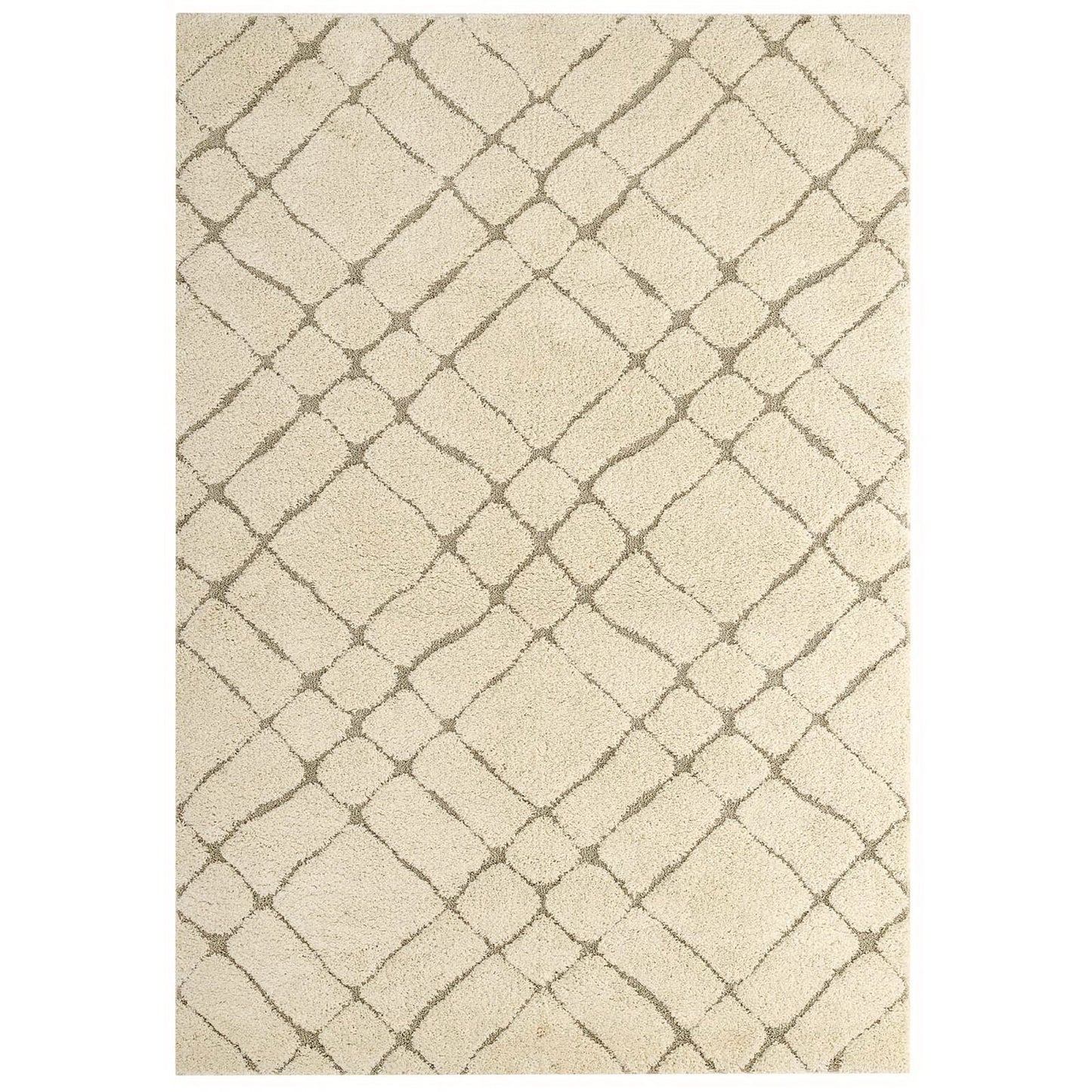 Modway Outlet Jubilant Verona Abstract Geometric Shag 5x8 Area Rug by Modway  Living Room Rugs Creame and Beige - R-1149A-58