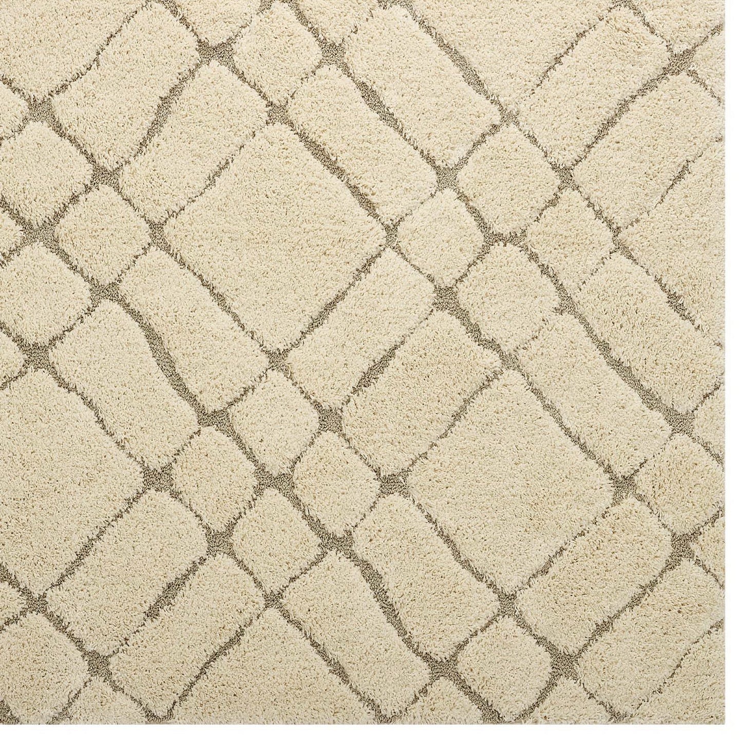 Modway Outlet Jubilant Verona Abstract Geometric Shag 5x8 Area Rug by Modway  Living Room Rugs Creame and Beige - R-1149A-58