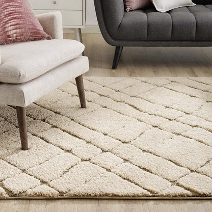 Modway Outlet Jubilant Verona Abstract Geometric Shag 5x8 Area Rug by Modway  Living Room Rugs Creame and Beige - R-1149A-58