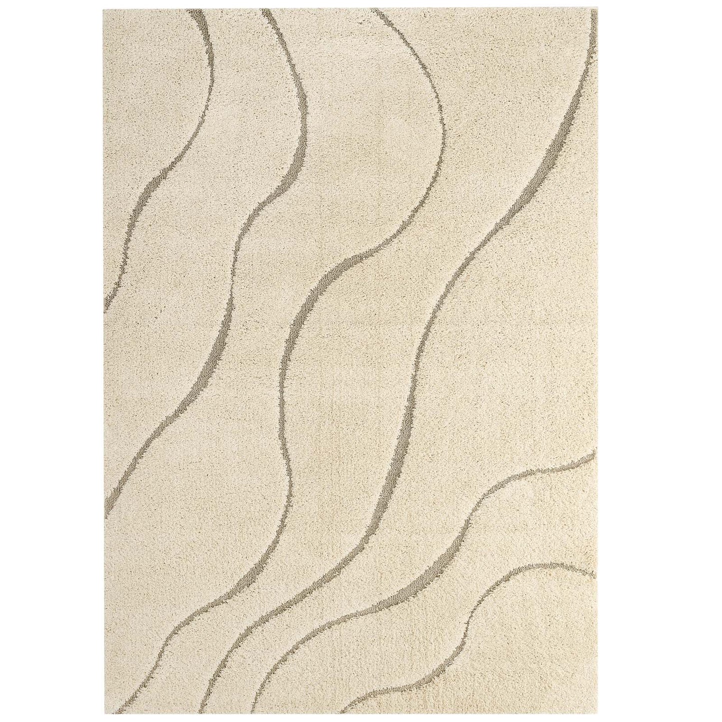 Modway Outlet Jubilant Abound Abstract Swirl Shag 5x8 Area Rug by Modway  Living Room Rugs Creame and Beige - R-1150A-58