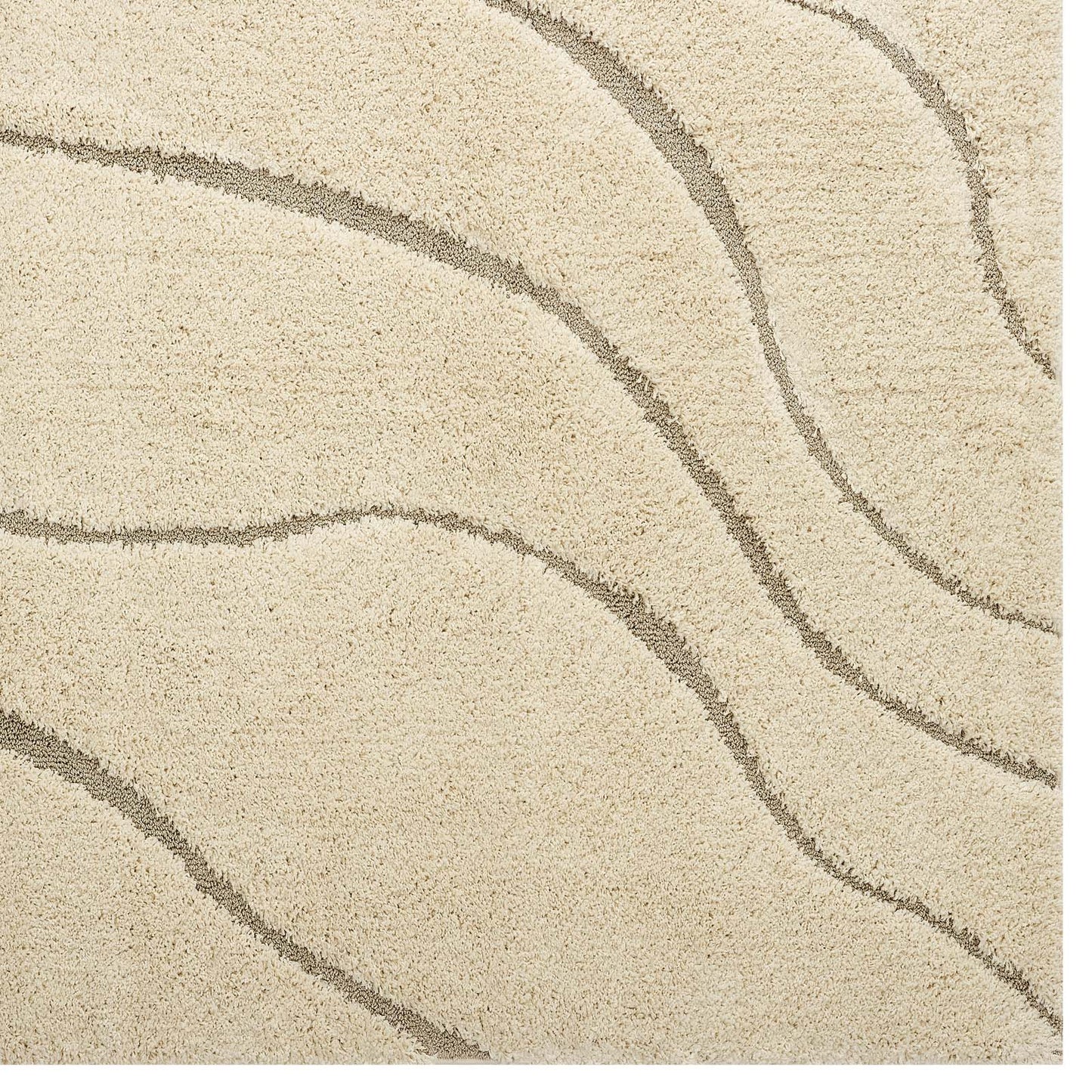 Modway Outlet Jubilant Abound Abstract Swirl Shag 5x8 Area Rug by Modway  Living Room Rugs Creame and Beige - R-1150A-58