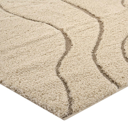 Modway Outlet Jubilant Abound Abstract Swirl Shag 5x8 Area Rug by Modway  Living Room Rugs Creame and Beige - R-1150A-58