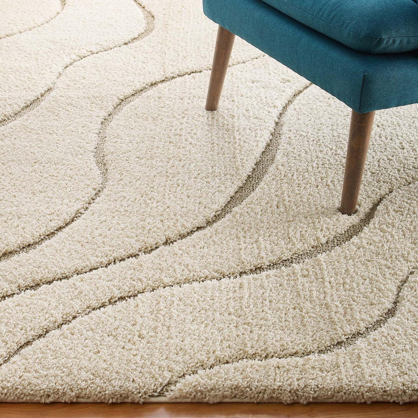 Modway Outlet Jubilant Abound Abstract Swirl Shag 5x8 Area Rug by Modway  Living Room Rugs Creame and Beige - R-1150A-58