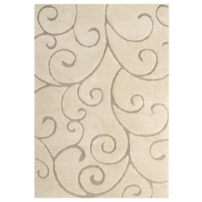 Modway Outlet Jubilant Burgeon Scrolling Vine Shag 5x8 Area Rug by Modway  Living Room Rugs Creame and Beige - R-1151A-58