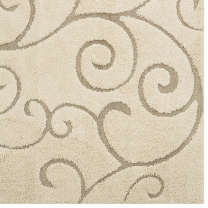 Modway Outlet Jubilant Burgeon Scrolling Vine Shag 5x8 Area Rug by Modway  Living Room Rugs Creame and Beige - R-1151A-58