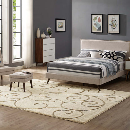 Modway Outlet Jubilant Burgeon Scrolling Vine Shag 5x8 Area Rug by Modway  Living Room Rugs Creame and Beige - R-1151A-58