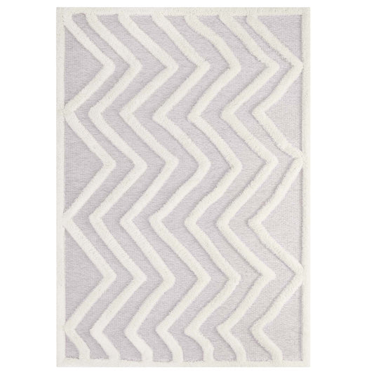 Modway Outlet Whimsical Pathway Abstract Chevron Shag 5x8 Area Rug by Modway  Living Room Rugs Ivory and Light Gray - R-1156A-58