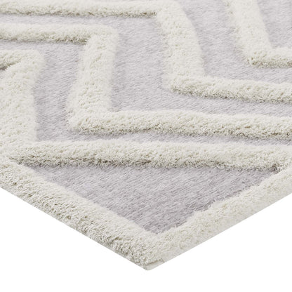 Modway Outlet Whimsical Pathway Abstract Chevron Shag 5x8 Area Rug by Modway  Living Room Rugs Ivory and Light Gray - R-1156A-58