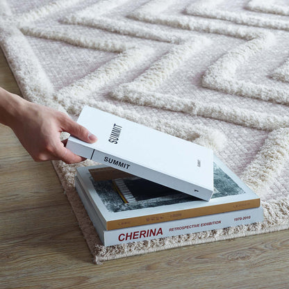 Modway Outlet Whimsical Pathway Abstract Chevron Shag 5x8 Area Rug by Modway  Living Room Rugs Ivory and Light Gray - R-1156A-58