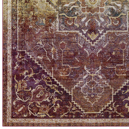 Modway Outlet Success Kaede Transitional Distressed Vintage Floral Vintage Medallion 4x6 Area Rug by Modway  Living Room Rugs Multicolored - R-1157A-46