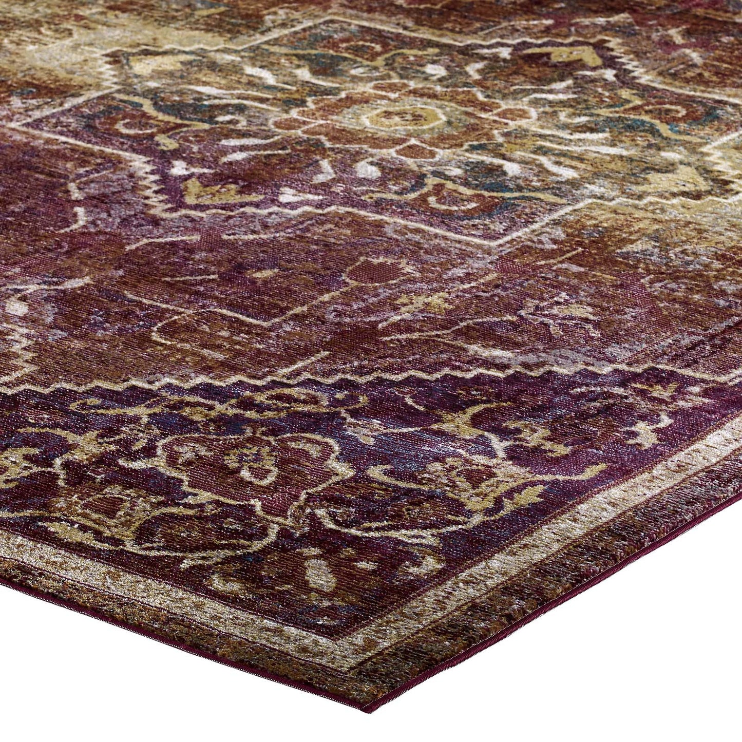 Modway Outlet Success Kaede Transitional Distressed Vintage Floral Vintage Medallion 5x8 Area Rug by Modway  Living Room Rugs Multicolored - R-1157A-58
