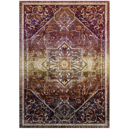 Modway Outlet Success Kaede Transitional Distressed Vintage Floral Vintage Medallion 8x10 Area Rug by Modway  Living Room Rugs Multicolored - R-1157A-810