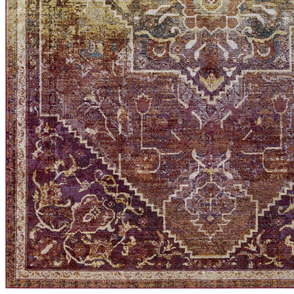 Modway Outlet Success Kaede Transitional Distressed Vintage Floral Vintage Medallion 8x10 Area Rug by Modway  Living Room Rugs Multicolored - R-1157A-810