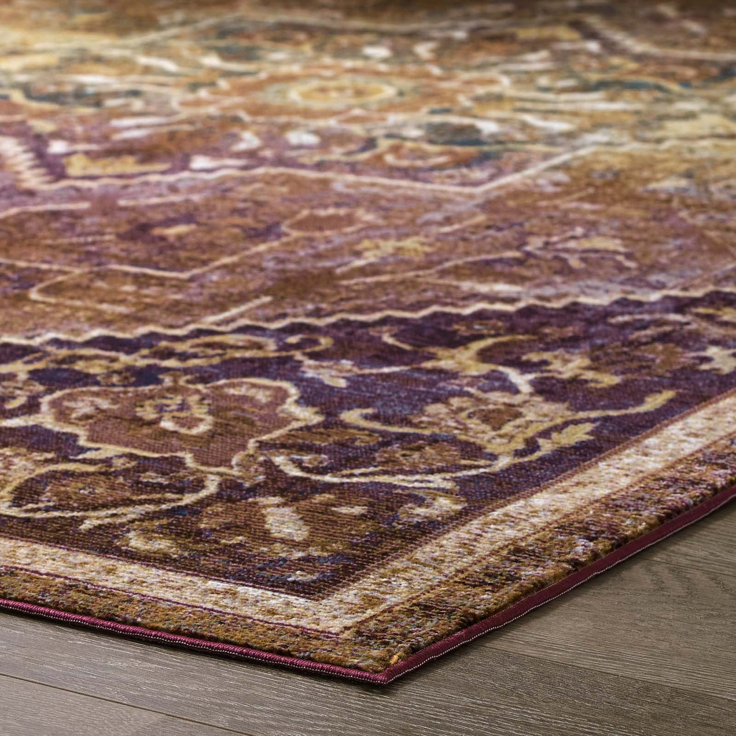 Modway Outlet Success Kaede Transitional Distressed Vintage Floral Vintage Medallion 8x10 Area Rug by Modway  Living Room Rugs Multicolored - R-1157A-810