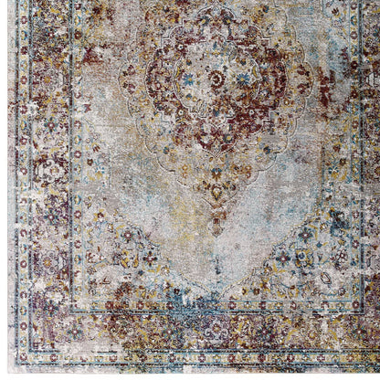 Modway Outlet Success Merritt Transitional Distressed Floral Vintage Medallion 4x6 Area Rug by Modway  Living Room Rugs Multicolored - R-1158A-46