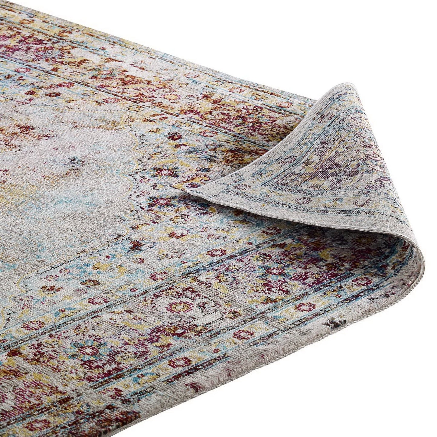 Modway Outlet Success Merritt Transitional Distressed Floral Vintage Medallion 4x6 Area Rug by Modway  Living Room Rugs Multicolored - R-1158A-46