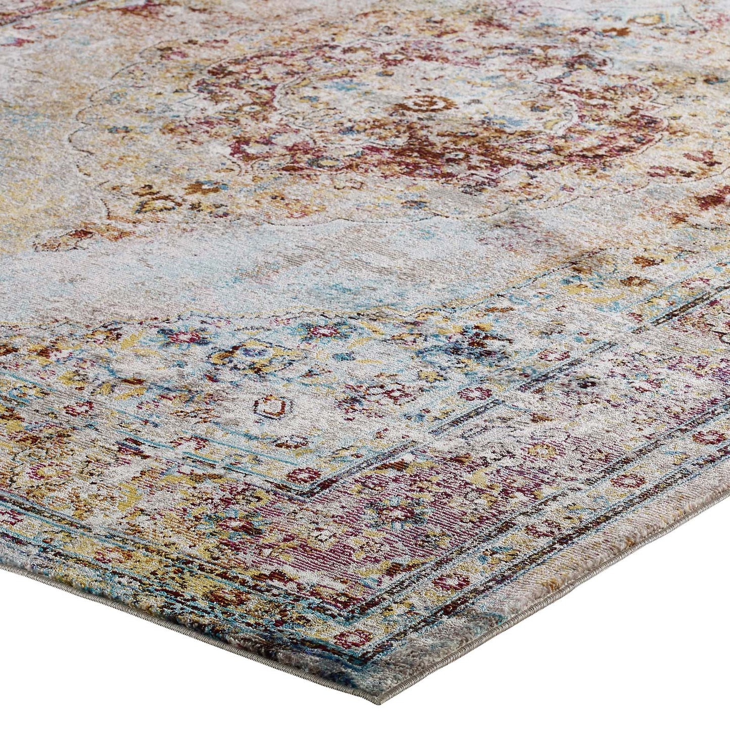 Modway Outlet Success Merritt Transitional Distressed Floral Vintage Medallion 5x8 Area Rug by Modway  Living Room Rugs Multicolored - R-1158A-58