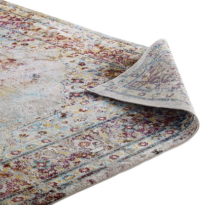 Modway Outlet Success Merritt Transitional Distressed Floral Vintage Medallion 5x8 Area Rug by Modway  Living Room Rugs Multicolored - R-1158A-58