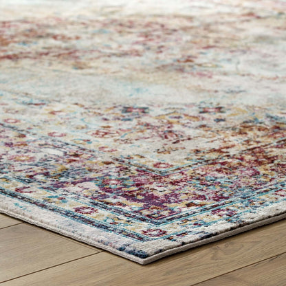 Modway Outlet Success Merritt Transitional Distressed Floral Vintage Medallion 5x8 Area Rug by Modway  Living Room Rugs Multicolored - R-1158A-58