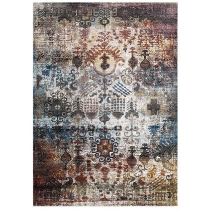 Modway Outlet Success Tahira Transitional Distressed Vintage Floral Moroccan Trellis 4x6 Area Rug by Modway  Living Room Rugs Multicolored - R-1159A-46