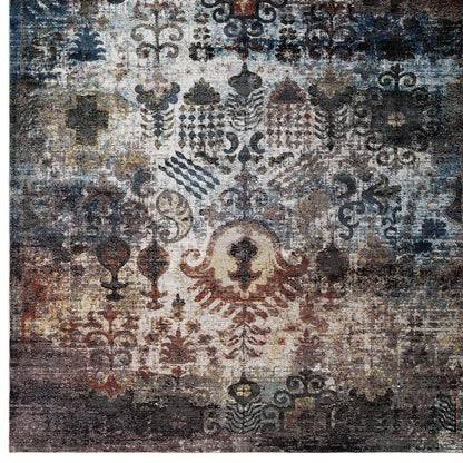 Modway Outlet Success Tahira Transitional Distressed Vintage Floral Moroccan Trellis 4x6 Area Rug by Modway  Living Room Rugs Multicolored - R-1159A-46