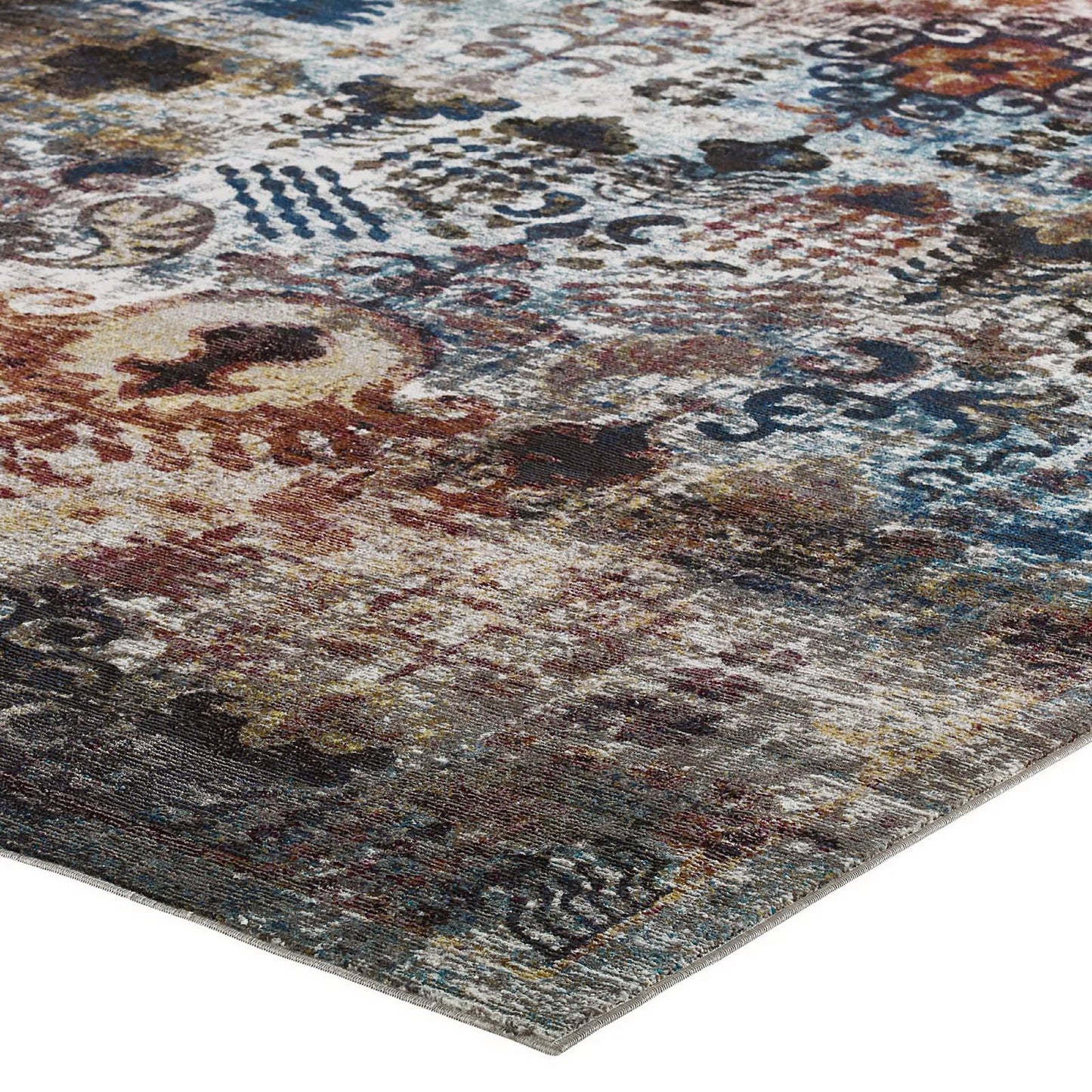 Modway Outlet Success Tahira Transitional Distressed Vintage Floral Moroccan Trellis 4x6 Area Rug by Modway  Living Room Rugs Multicolored - R-1159A-46