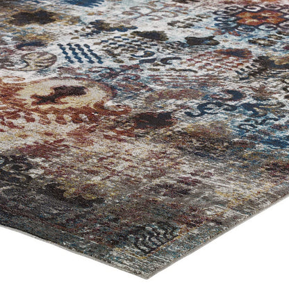 Modway Outlet Success Tahira Transitional Distressed Vintage Floral Moroccan Trellis 4x6 Area Rug by Modway  Living Room Rugs Multicolored - R-1159A-46