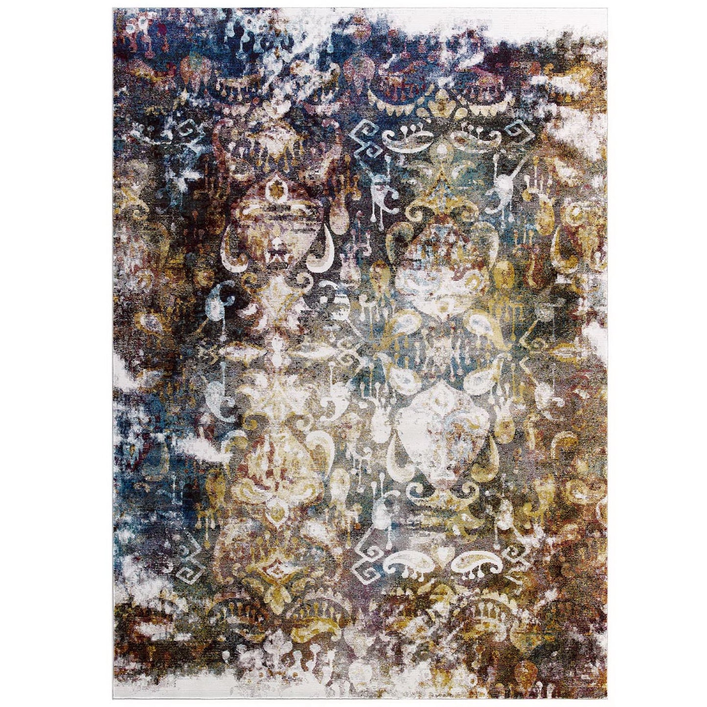 Modway Outlet Success Jayla Transitional Distressed Vintage Floral Moroccan Trellis 4x6 Area Rug by Modway  Living Room Rugs Multicolored - R-1160A-46