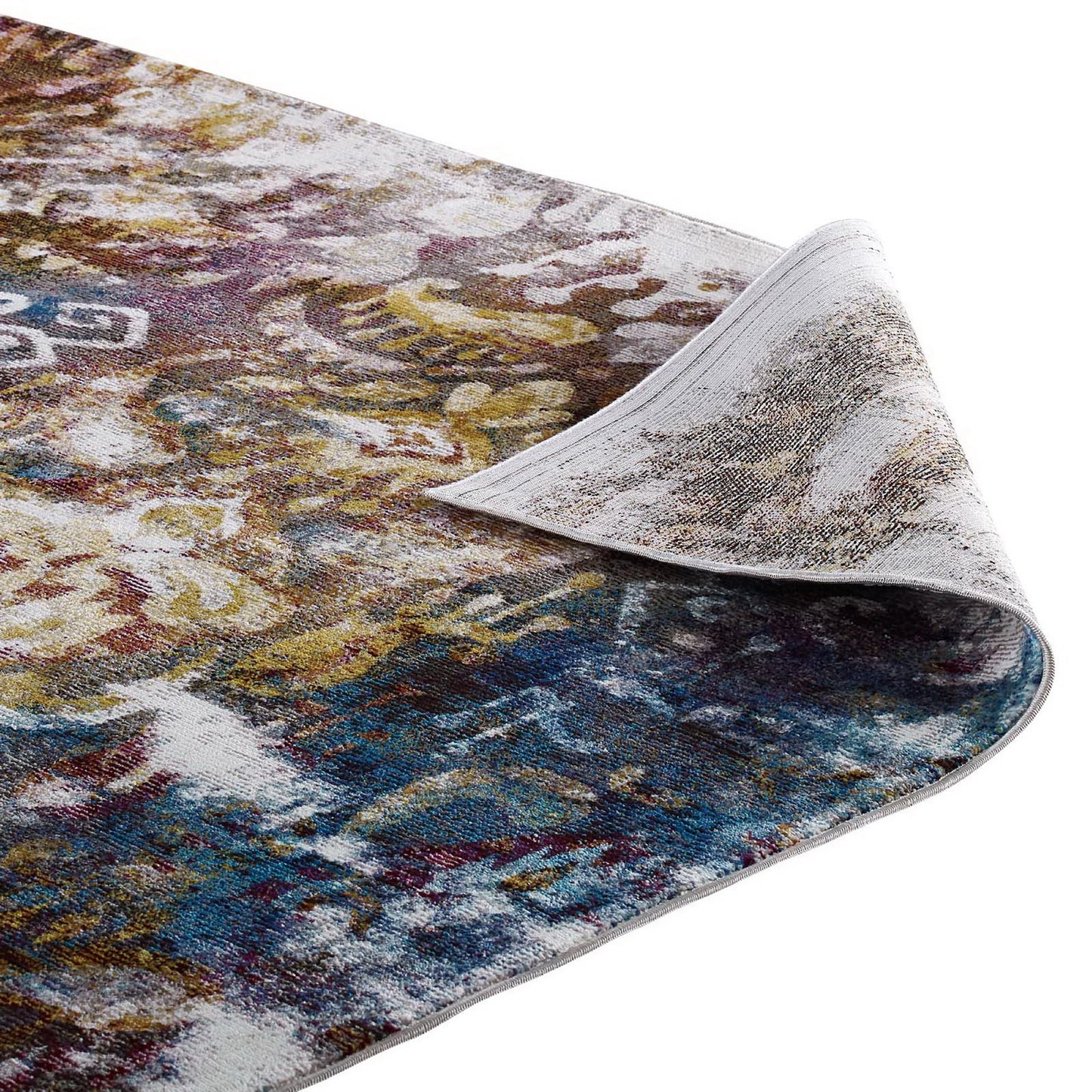 Modway Outlet Success Jayla Transitional Distressed Vintage Floral Moroccan Trellis 5x8 Area Rug by Modway  Living Room Rugs Multicolored - R-1160A-58