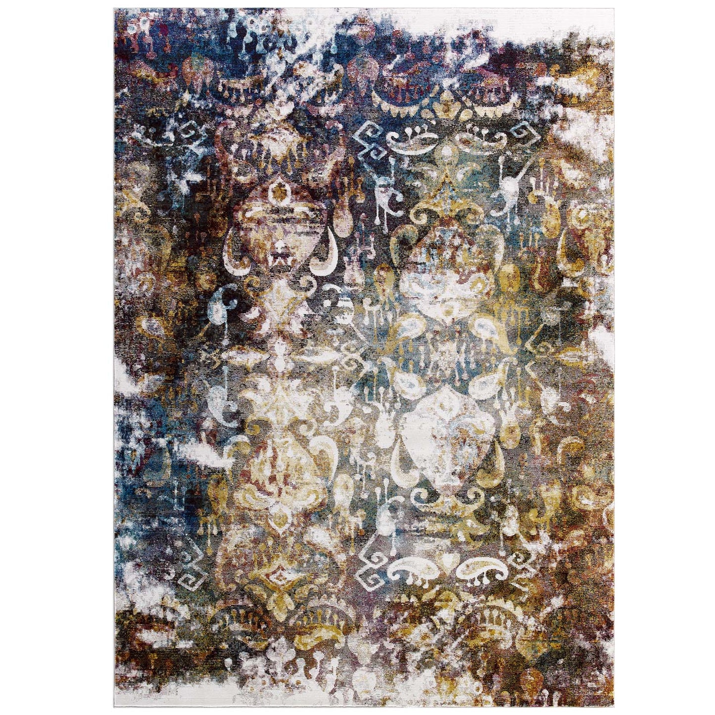 Modway Outlet Success Jayla Transitional Distressed Vintage Floral Moroccan Trellis 8x10 Area Rug by Modway  Living Room Rugs Multicolored - R-1160A-810